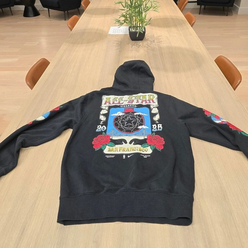 Nike NBA All-Star Weekend 2025 San Francisco Hoodie Black Mens Rose Graphic Sz S